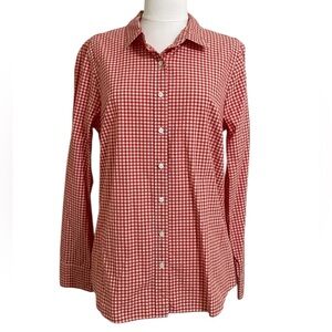 J. CREW women’s the perfect shirt red white check button down shirt size 10